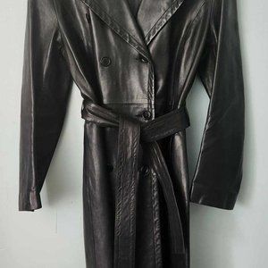 Women's Full Length Black Lamb Skin Leather Jacket